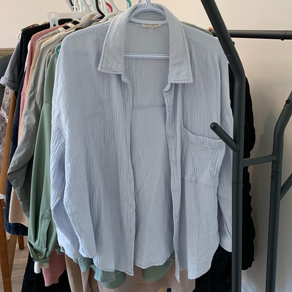 Blush Tops - Women’s size L powder blue button up